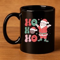 Retro Christmas Ho Ho Ho Design 11oz C Handle Ceramic Mug