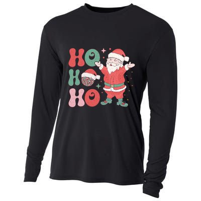 Retro Christmas Ho Ho Ho Design Cooling Performance Long Sleeve Crew