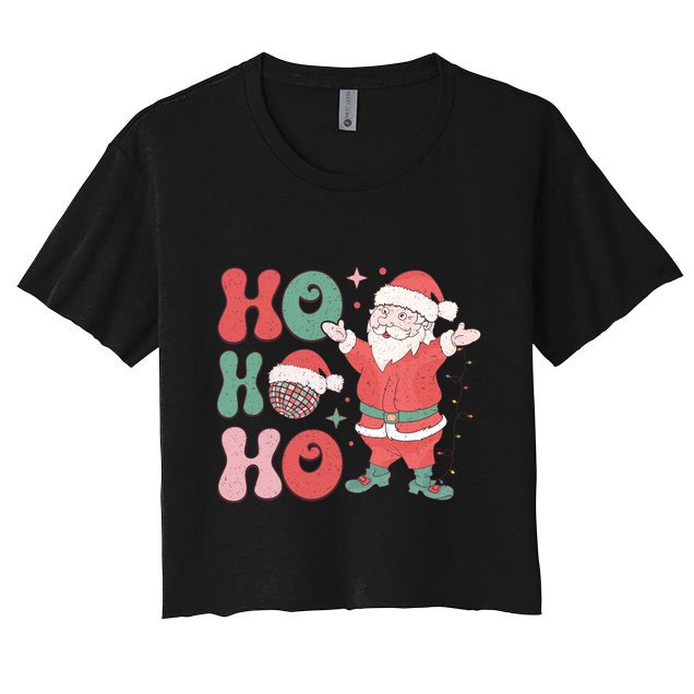 Retro Christmas Ho Ho Ho Design Women's Crop Top Tee