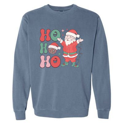 Retro Christmas Ho Ho Ho Design Garment-Dyed Sweatshirt