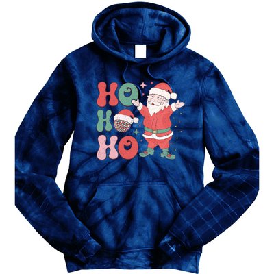 Retro Christmas Ho Ho Ho Design Tie Dye Hoodie