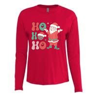 Retro Christmas Ho Ho Ho Design Womens Cotton Relaxed Long Sleeve T-Shirt