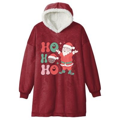 Retro Christmas Ho Ho Ho Design Hooded Wearable Blanket