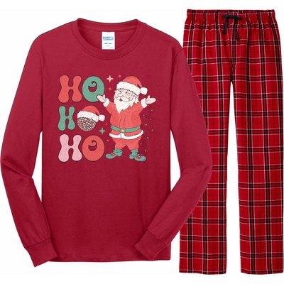 Retro Christmas Ho Ho Ho Design Long Sleeve Pajama Set