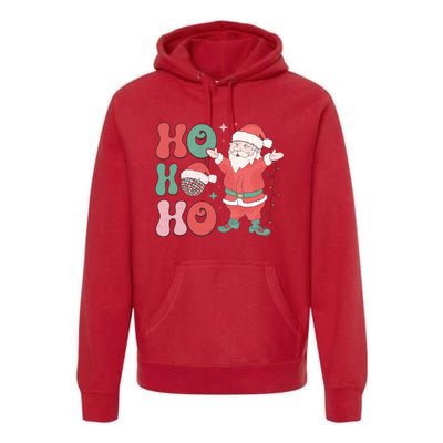 Retro Christmas Ho Ho Ho Design Premium Hoodie