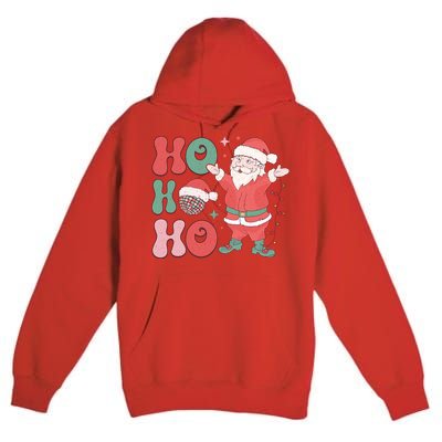 Retro Christmas Ho Ho Ho Design Premium Pullover Hoodie