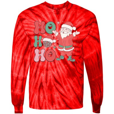 Retro Christmas Ho Ho Ho Design Tie-Dye Long Sleeve Shirt