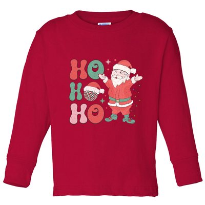 Retro Christmas Ho Ho Ho Design Toddler Long Sleeve Shirt
