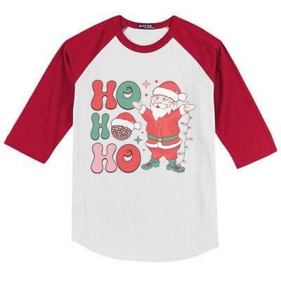 Retro Christmas Ho Ho Ho Design Kids Colorblock Raglan Jersey