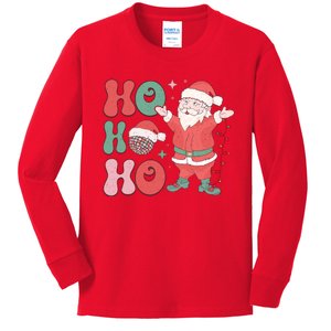 Retro Christmas Ho Ho Ho Design Kids Long Sleeve Shirt