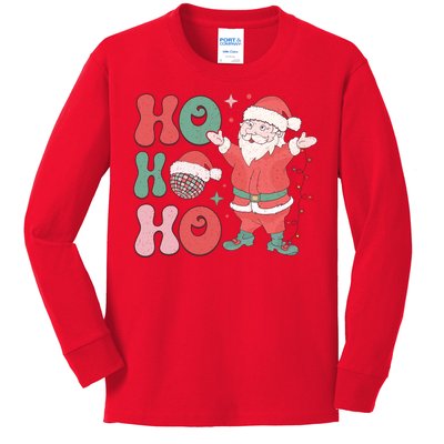 Retro Christmas Ho Ho Ho Design Kids Long Sleeve Shirt