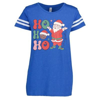 Retro Christmas Ho Ho Ho Design Enza Ladies Jersey Football T-Shirt