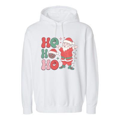 Retro Christmas Ho Ho Ho Design Garment-Dyed Fleece Hoodie