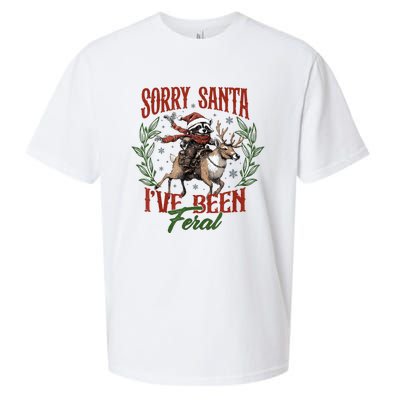 Raccoon Christmas Holiday Sorry Santa Ive Been Feral Sueded Cloud Jersey T-Shirt