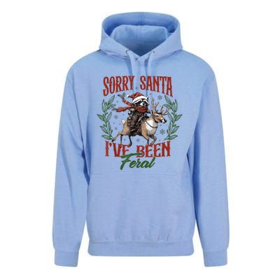 Raccoon Christmas Holiday Sorry Santa Ive Been Feral Unisex Surf Hoodie