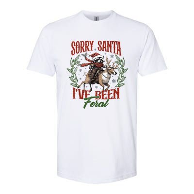 Raccoon Christmas Holiday Sorry Santa Ive Been Feral Softstyle CVC T-Shirt