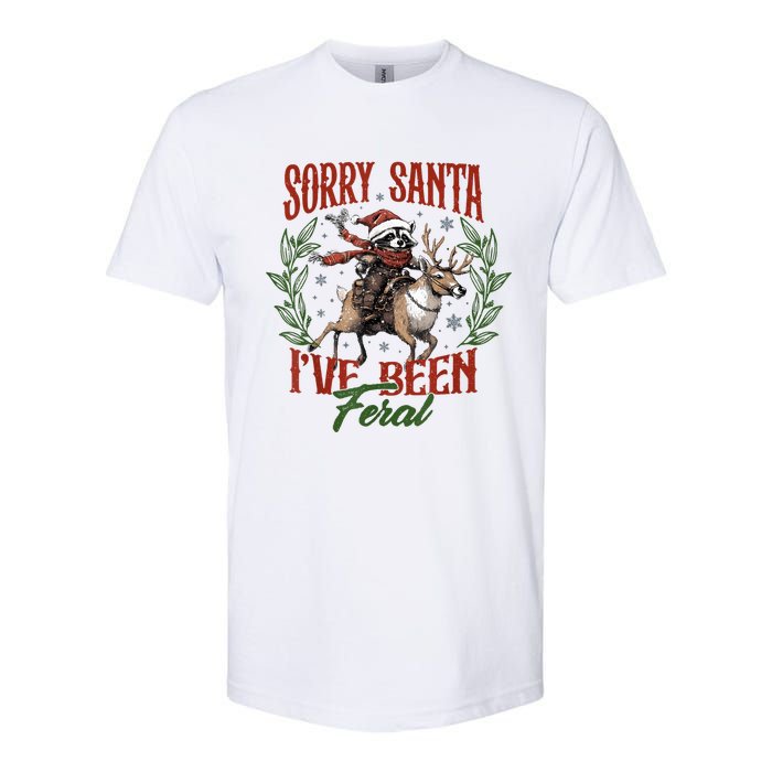 Raccoon Christmas Holiday Sorry Santa Ive Been Feral Softstyle CVC T-Shirt