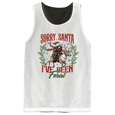 Raccoon Christmas Holiday Sorry Santa Ive Been Feral Mesh Reversible Basketball Jersey Tank