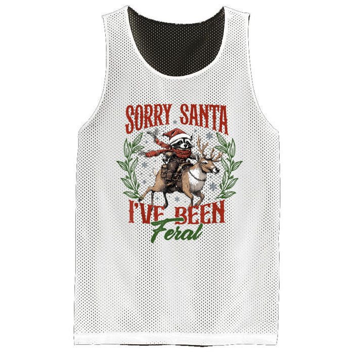 Raccoon Christmas Holiday Sorry Santa Ive Been Feral Mesh Reversible Basketball Jersey Tank