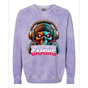 Retro CanT Hear You Gaming Skull Headset Game Lovers Design Colorblast Crewneck Sweatshirt