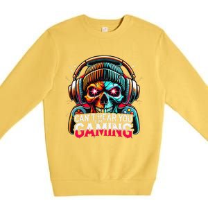 Retro CanT Hear You Gaming Skull Headset Game Lovers Design Premium Crewneck Sweatshirt