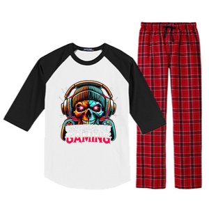 Retro CanT Hear You Gaming Skull Headset Game Lovers Design Raglan Sleeve Pajama Set