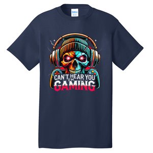 Retro CanT Hear You Gaming Skull Headset Game Lovers Design Tall T-Shirt