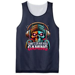 Retro CanT Hear You Gaming Skull Headset Game Lovers Design Mesh Reversible Basketball Jersey Tank