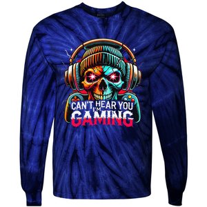 Retro CanT Hear You Gaming Skull Headset Game Lovers Design Tie-Dye Long Sleeve Shirt