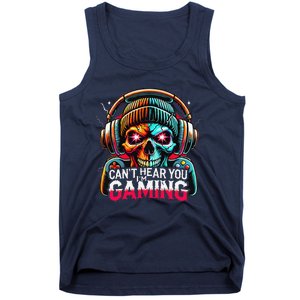 Retro CanT Hear You Gaming Skull Headset Game Lovers Design Tank Top