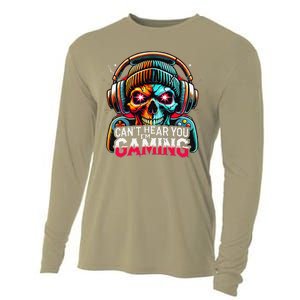 Retro CanT Hear You Gaming Skull Headset Game Lovers Design Cooling Performance Long Sleeve Crew