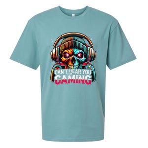 Retro CanT Hear You Gaming Skull Headset Game Lovers Design Sueded Cloud Jersey T-Shirt