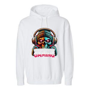 Retro CanT Hear You Gaming Skull Headset Game Lovers Design Garment-Dyed Fleece Hoodie