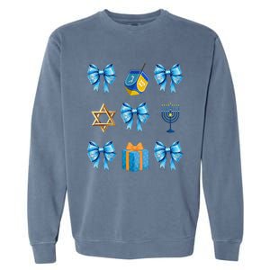 Retro Coquette Hanukkah Dreidel Menorah Chanukah Jewish Garment-Dyed Sweatshirt