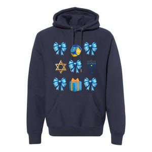 Retro Coquette Hanukkah Dreidel Menorah Chanukah Jewish Premium Hoodie