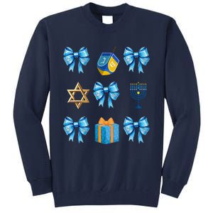 Retro Coquette Hanukkah Dreidel Menorah Chanukah Jewish Tall Sweatshirt