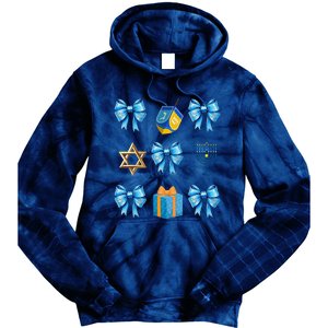 Retro Coquette Hanukkah Dreidel Menorah Chanukah Jewish Tie Dye Hoodie