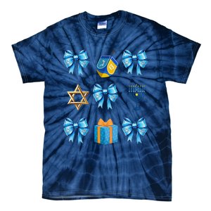 Retro Coquette Hanukkah Dreidel Menorah Chanukah Jewish Tie-Dye T-Shirt