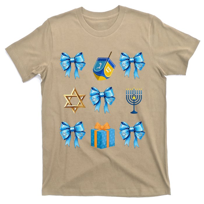 Retro Coquette Hanukkah Dreidel Menorah Chanukah Jewish T-Shirt