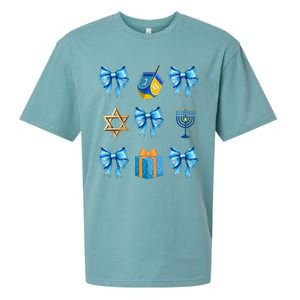 Retro Coquette Hanukkah Dreidel Menorah Chanukah Jewish Sueded Cloud Jersey T-Shirt