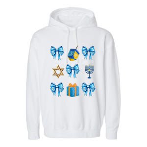 Retro Coquette Hanukkah Dreidel Menorah Chanukah Jewish Garment-Dyed Fleece Hoodie