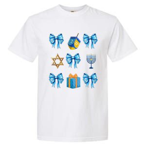 Retro Coquette Hanukkah Dreidel Menorah Chanukah Jewish Garment-Dyed Heavyweight T-Shirt