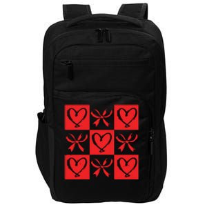 Retro Checkered Heart Coquette Valentines Impact Tech Backpack