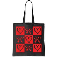 Retro Checkered Heart Coquette Valentines Tote Bag