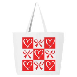 Retro Checkered Heart Coquette Valentines 25L Jumbo Tote