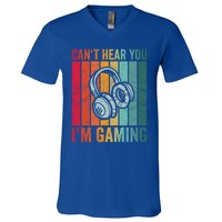 Retro Can't Hear You I'm Gaming Gift Gamer Vintage Gaming Cool Gift V-Neck T-Shirt