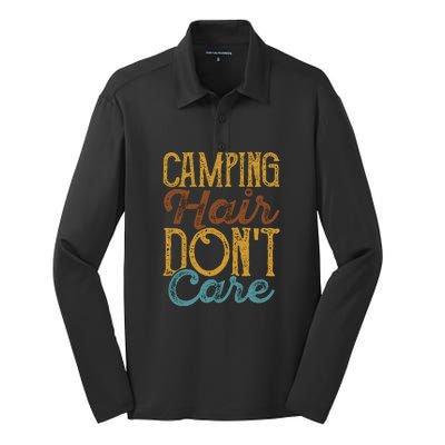 Retro Camping Hair Dont Care Gift Camping Addiction Silk Touch Performance Long Sleeve Polo