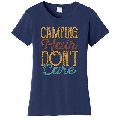 Retro Camping Hair Dont Care Gift Camping Addiction Women's T-Shirt