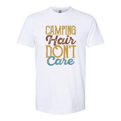 Retro Camping Hair Dont Care Gift Camping Addiction Softstyle CVC T-Shirt