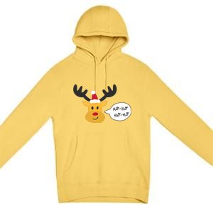 Reindeer Cartoon Ho Ho Cute Christmas Gift Premium Pullover Hoodie